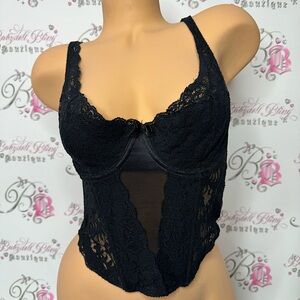 La senza corset, tank top, black, sexy bustier lace Lacie vintage dead stock
